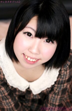 Short haired cutie Orie An strips and sucks cock on her knees