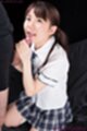 Araki mai stroking cock on her knees wearing uniform plaid skirt