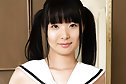 Cute shaved Japanese girl Miku Himeno strips uniform
