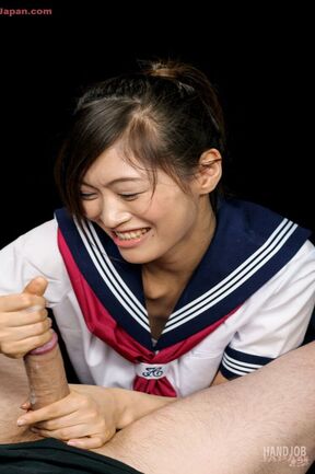 Kogal Yamada Reika giving handjob and assjob wearing uniform