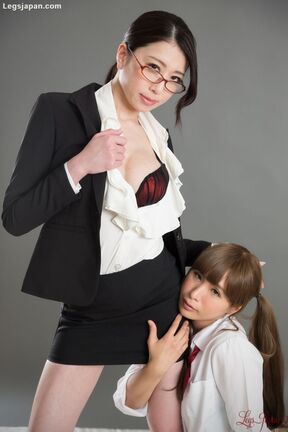 Tutor Makoto Ryo and student Hotsuki Natsume giving footjob