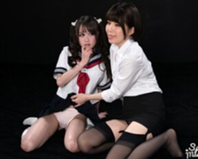 Tutor Mary watches student Kurumi Ria collect cum in her white panties