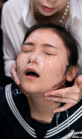 Tutor Aida Miku watching kogal Hayase An receive bukkake facials