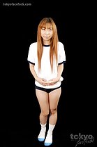 Student in gym class uniform long blonde hair