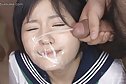 Cute kogal Yuki fondled and taking bukkake facials in uniform